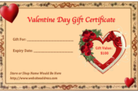 Valentine Gift Certificate Templates | Gift Certificate in New Valentine Gift Certificate Template