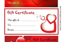 Valentine'S Gift Certificates | Gift Certificate Template for Valentine Gift Certificate Template