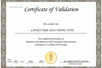 Validation Certificate Template (1) - Templates Example within New Validation Certificate Template