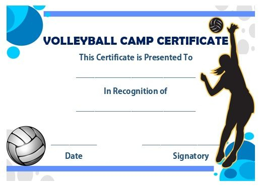 Volleyball Camp Certificate | Award Template, Volleyball in Volleyball Award Certificate Template Free
