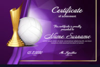 Volleyball Certificate Diploma With Golden Cup Vector Image with regard to Volleyball Tournament Certificate