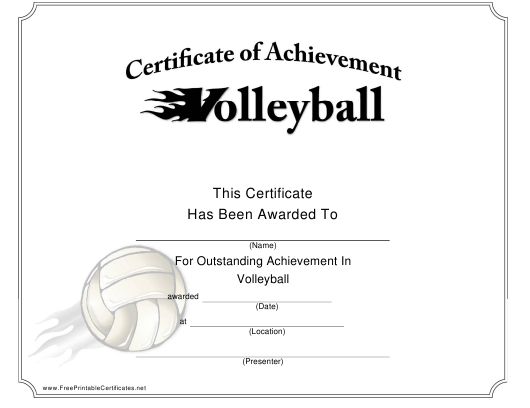 Volleyball Certificate Of Achievement Template Download with regard to Volleyball Certificate Templates