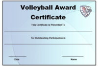Volleyball Certificate Templates Word | Certificate in Best Volleyball Participation Certificate