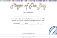 Volleyball Player Of The Day Certificate Template Free for Player Of The Day Certificate Template Free