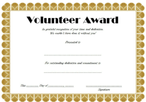 Volunteer Award Certificate Template (3) – Templates Example inside Best Volunteer Of The Year Certificate Template