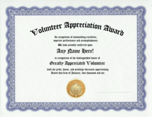 Volunteer Certificate Templates | Employee Appreciation in Volunteer Of The Year Certificate Template