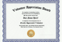 Volunteer Certificate Templates | Employee Appreciation with regard to Best Outstanding Volunteer Certificate Template