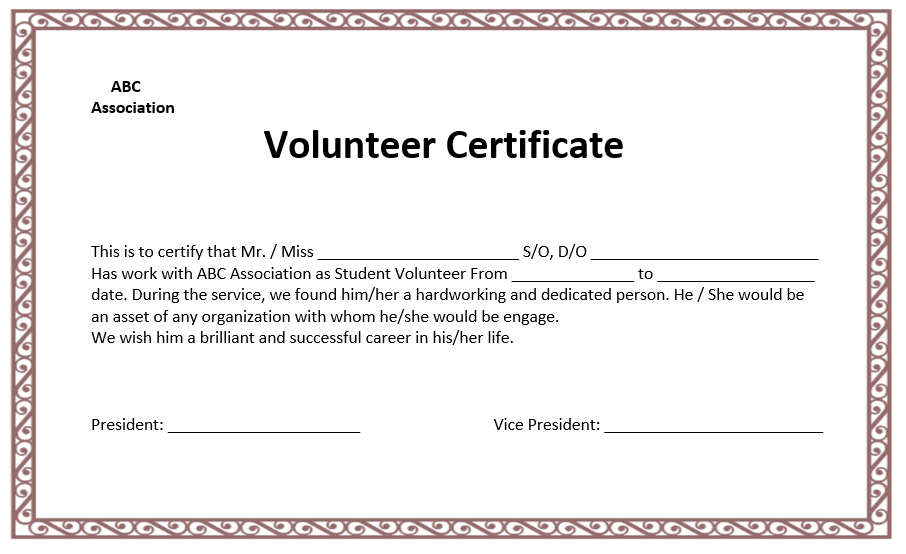Volunteer Certificate Templates | Word Template, Certificate with Volunteer Certificate Templates