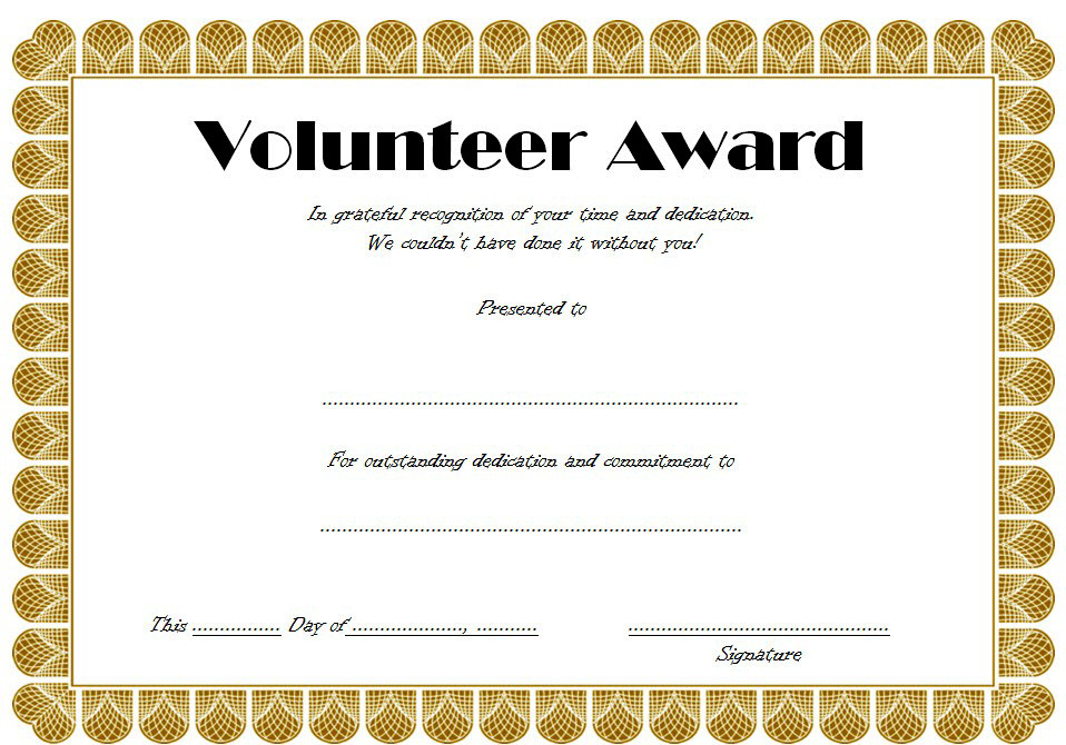 Volunteer Hours Certificate Template Free (4Th Design for Free Printable Best Wife Certificate 7 Designs