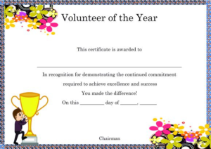 Volunteer Of The Year Certificate Template (4) - Templates regarding Best Volunteer Of The Year Certificate Template