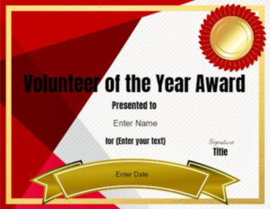 Volunteer Of The Year Certificate Template | Editable intended for Best Volunteer Of The Year Certificate Template