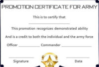 Warrant Officer Promotion Certificate Template | Certificate with Quality Officer Promotion Certificate Template