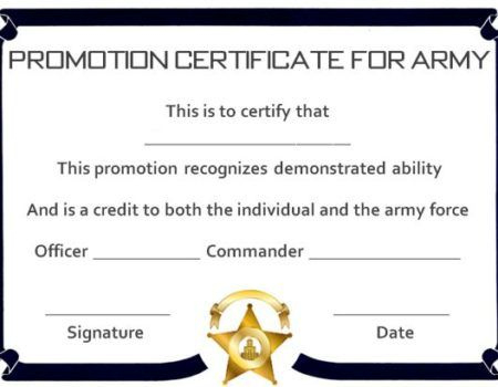 Warrant Officer Promotion Certificate Template | Certificate with Quality Officer Promotion Certificate Template