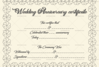 Wedding Anniversary Certificate Template: 22+ Editable throughout Anniversary Certificate Template Free