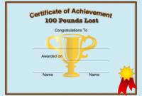Weight Loss 100 Pounds Printable Certificate within Fresh Weight Loss Certificate Template Free
