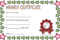 Winner Baby Shower Game Certificate Free Printable 2 regarding Baby Shower Winner Certificate Template 7 Ideas