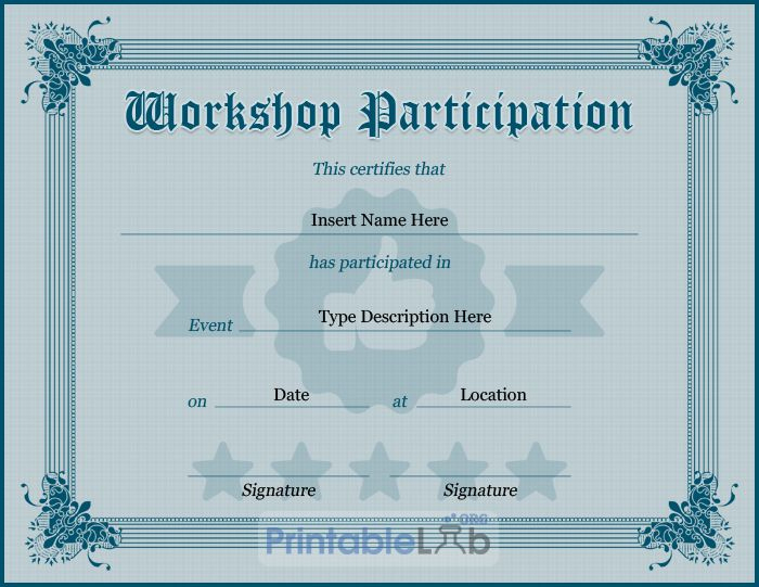 Workshop Participation Certificate Template In Silver with Workshop Certificate Template