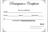 Workshop Participation Certificate Template – Word Templates with Certificate Of Participation In Workshop Template