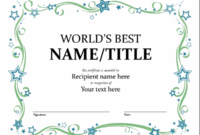 World'S Best Award Certificate pertaining to Quality Microsoft Word Award Certificate Template