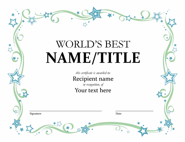 World&amp;#039;S Best Award Certificate throughout Fresh 10 Certificate Of Championship Template Designs Free