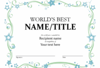 World'S Best Award Certificate within Best Congratulations Certificate Template 10 Awards