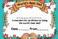 World'S Best Dad Award Certificate Template For Father'S Day with regard to Fresh Best Dad Certificate Template