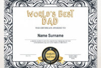 World'S Best Dad, Best Dad Award, Gift For Father'S Day, Editable  Certificate, Printable Father'S Day Award Template, Gift For Dad throughout Fresh Best Dad Certificate Template