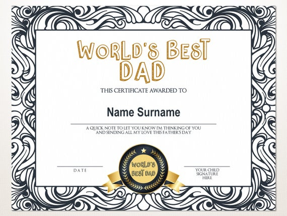 World&amp;#039;S Best Dad, Best Dad Award, Gift For Father&amp;#039;S Day, Editable  Certificate, Printable Father&amp;#039;S Day Award Template, Gift For Dad throughout Fresh Best Dad Certificate Template