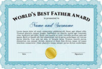 World'S Best Father Certificate Award Template (Sky Blue inside Best Dad Certificate Template