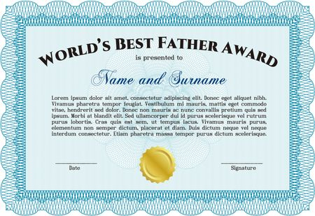 World&amp;#039;S Best Father Certificate Award Template (Sky Blue inside Best Dad Certificate Template