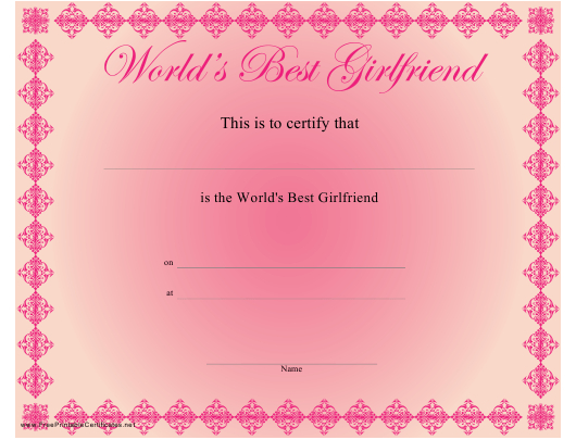 World&amp;#039;S Best Girlfriend Certificate Template Download regarding Quality Best Girlfriend Certificate Template