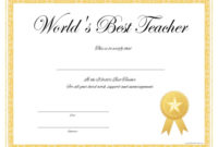 World'S Best Teacher Certificate – Free Printable with New Best Teacher Certificate
