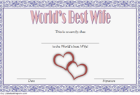 World'S Best Wife Certificate Template Free 4 | Certificate in Best Wife Certificate Template