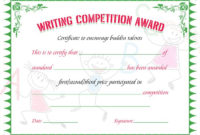 Writing Competition Award Certificate | Writing Competition with Best Essay Writing Competition Certificate 9 Designs