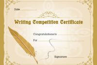 Writing Competition Award Certificate | Writing Competition within Quality Writing Competition Certificate Templates