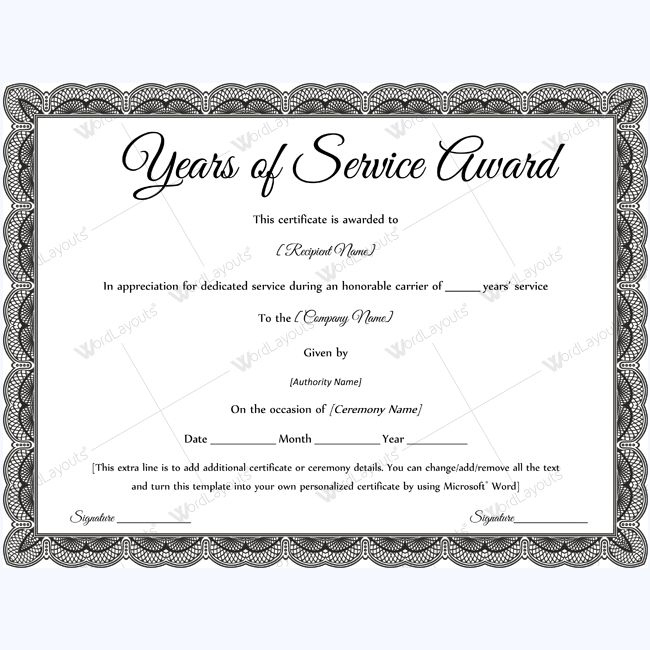 Years Of Service Award Templates | Certificate Templates with regard to Best Long Service Award Certificate Templates