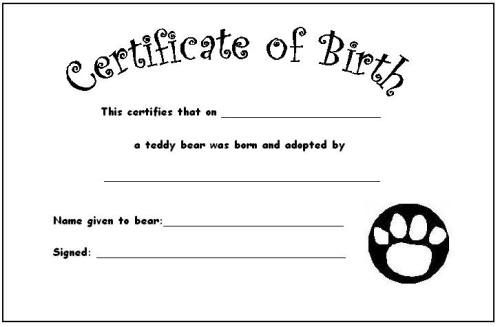 Your Teddy&amp;#039;S Certificate Of Birth | Birth Certificate within Build A Bear Birth Certificate Template