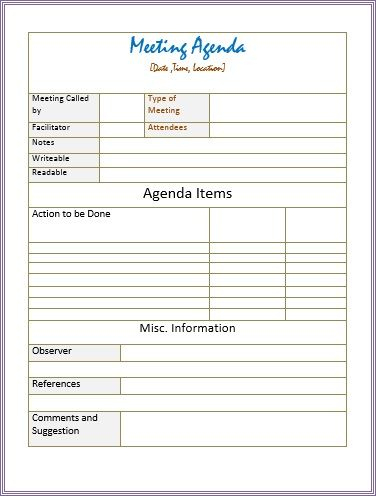 10 Free Formal Meeting Agenda Templates - Ms Office Guru regarding Agenda Template For Nonprofit Board Meeting