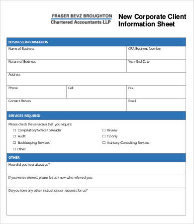 12+ Customer Information Sheet Templates - Word Excel inside Business Account Application Form Template