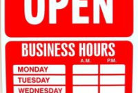 20 Business Hours Open Sign On Popscreen throughout Printable Business Hours Sign Template