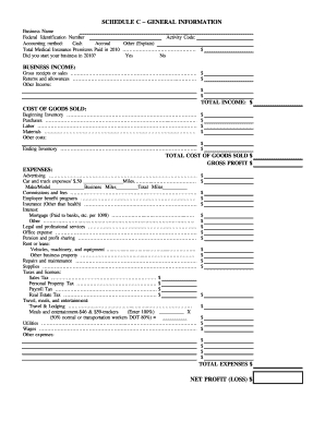2010 Schedule C Worksheet - Fill Online, Printable with regard to Unique Business Valuation Report Template Worksheet