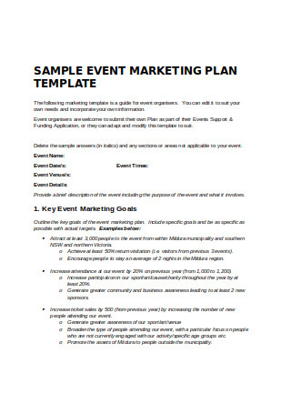 26+ Sample Event Marketing Plans In Pdf | Ms Word with regard to Wedding Venue Business Plan Template