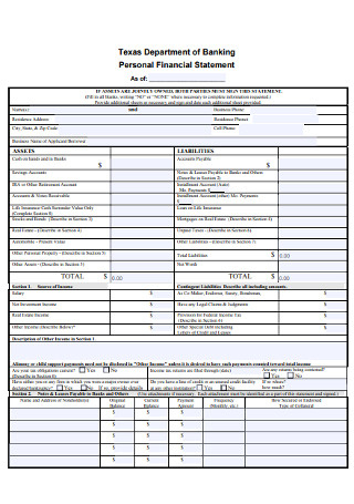 34+ Sample Personal Financial Statement Templates &amp; Forms within New Financial Statement For Small Business Template