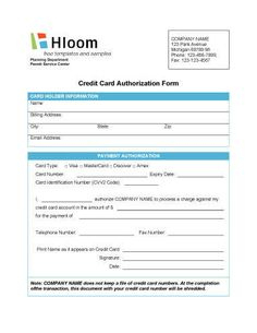 6+ Hotel Credit Card Authorization Form | Authorization with Plain Business Card Template Word