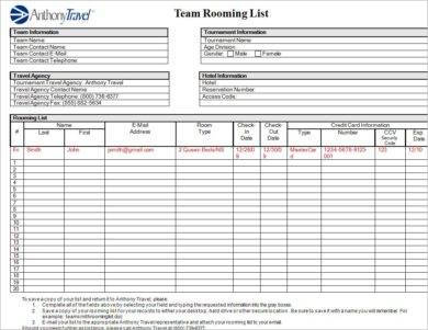 9+ Rooming List Examples - Pdf, Doc | Examples throughout Quality How To Put Together A Business Plan Template