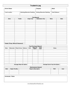 A Blank Printable Daily Log For Truck Drivers To Record inside Food Delivery Business Plan Template