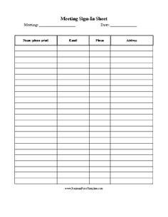 A Simple Sign-Up Sheet With Room For Names And Details regarding Free Laundromat Business Plan Template