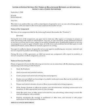 Advertising Agency Retainer Agreement | Legal Forms And for Unique Letter Of Intent For Business Partnership Template