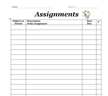 Assignment Sheet For Students | Assignment Sheet, Co regarding Agenda Template For Students