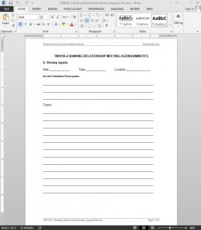 Banking Relationship Meeting Minutes Template intended for Lean Meeting Agenda Template